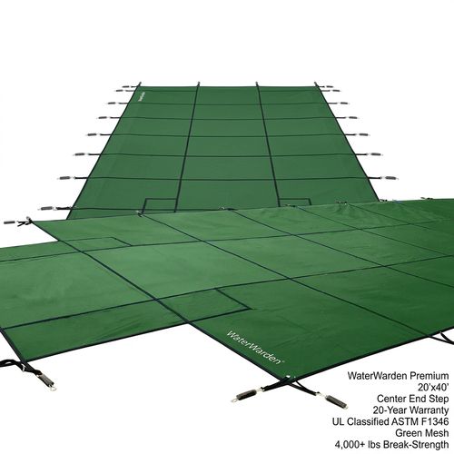 WaterWarden Premium Safety Cover 20x40 Center End Step Green Mesh