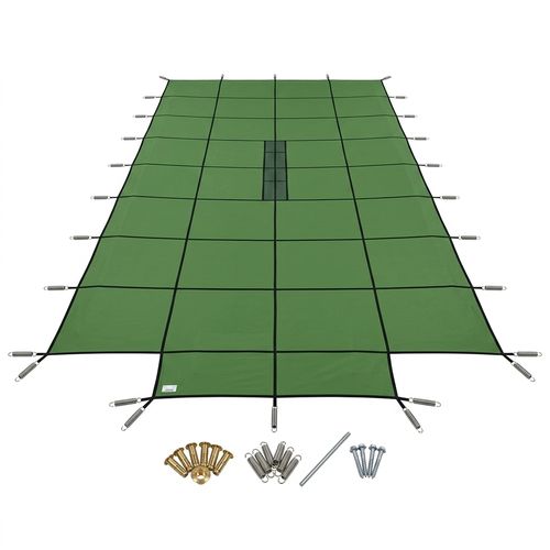 WaterWarden Solid Safety Pool Cover 20x40 Green with Drain Panel