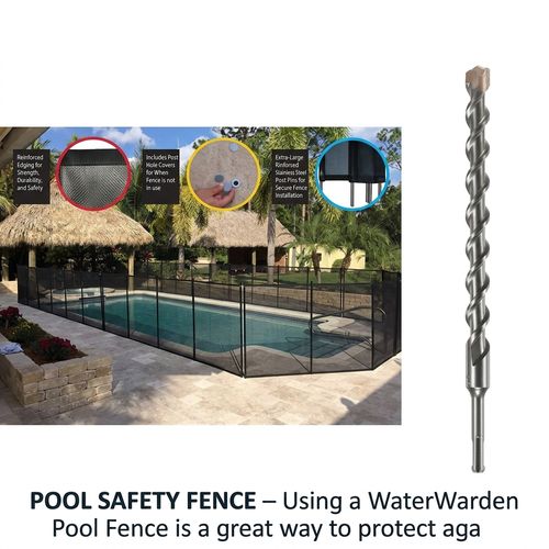 WaterWarden WWF200 Pool Fence 4x12 Black with Hammer Bit