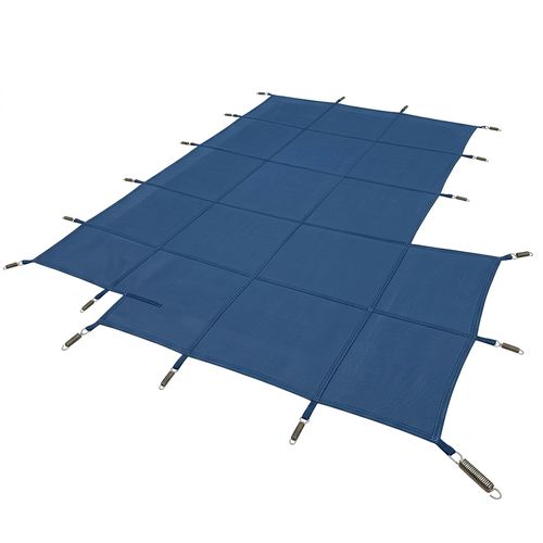 WaterWarden Safety Cover 16x32 Left Offset Step Blue Mesh