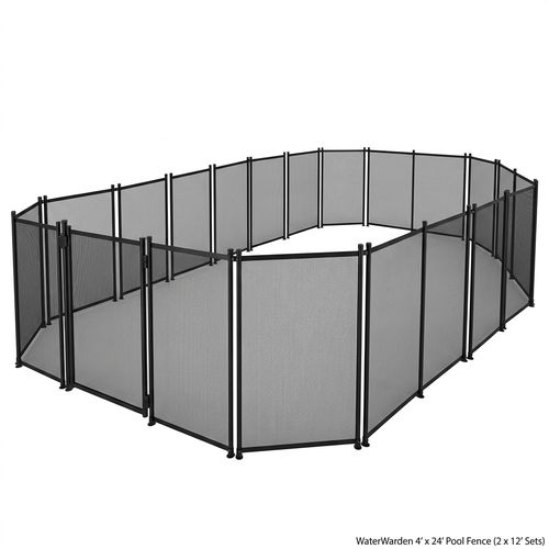 WaterWarden Safety Fence 4x24 ft Black for inground pool