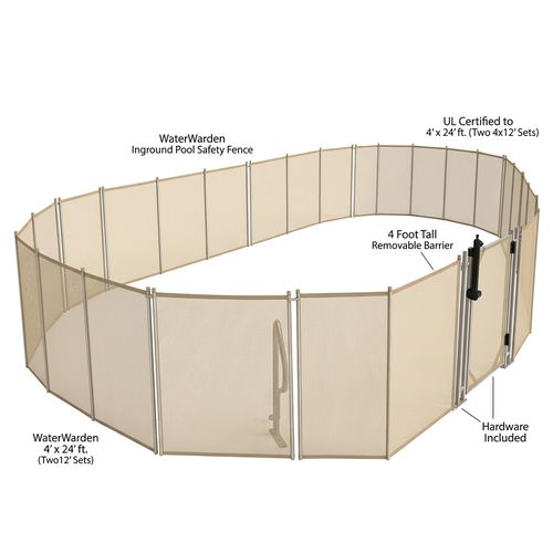 WaterWarden Pool Safety Fence 4x24 ft Beige